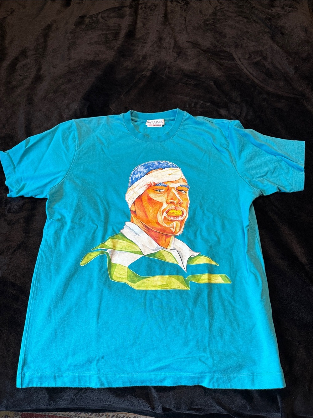 Rare JW Anderson Pol Angelada turquoise blue with gorgeous graphic T-shirt M